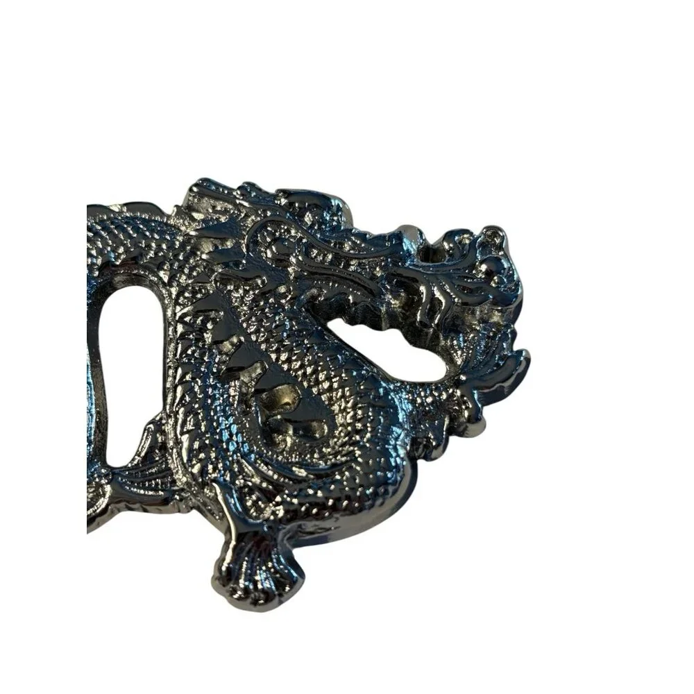 DRAGON FIRE FLAME BREATHING SOLID BRASS CHROME PLATED‎ BARON BELT BUCKLE 1981
